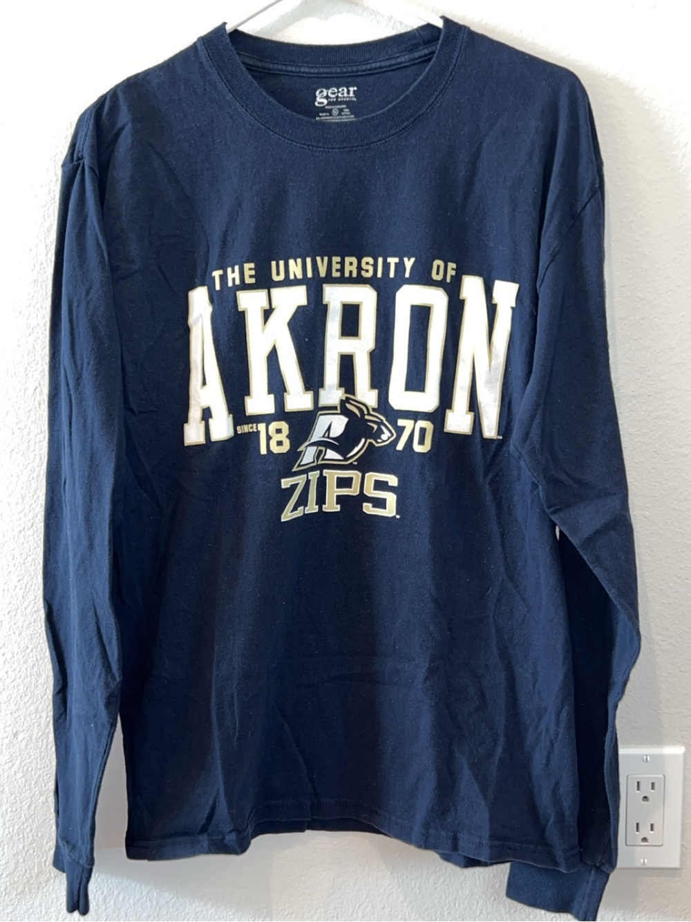 The University of Akron Navy Graphic Logo along Tee